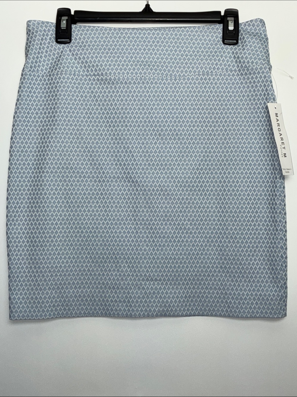 Margaret M Pale Blue Diamond-Pattern Pencil Skirt